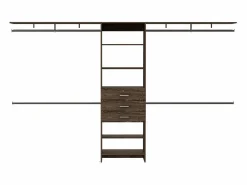 Armario Abierto Plego, con 3 cajones, estantería y barras de colgar , 187.45 cm X 299.97 cm X 41.40 cm , Marrón^TuHome Online
