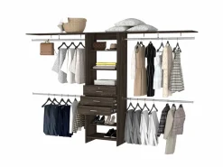 Armario Abierto Plego, con 3 cajones, estantería y barras de colgar , 187.45 cm X 299.97 cm X 41.40 cm , Marrón^TuHome Online
