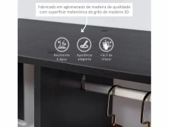 Armario abierto Zayn 1 barra + 3 estantes + ruedas 128x80x40 cm^Homcom New
