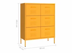vidaxl Cajonera De Escritorio|Armario almacenamiento acero mostaza 80x35x101,5 cm