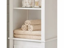 Sobuy Cesto De Ropa|Armario Alto baño Mueble Columna de baño con 3 estantes y 1 cesto 45 x 35 x 171 cm BZR102-W ES