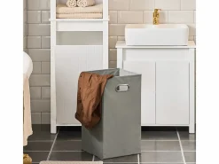 Sobuy Cesto De Ropa|Armario Alto baño Mueble Columna de baño con 3 estantes y 1 cesto 45 x 35 x 171 cm BZR102-W ES