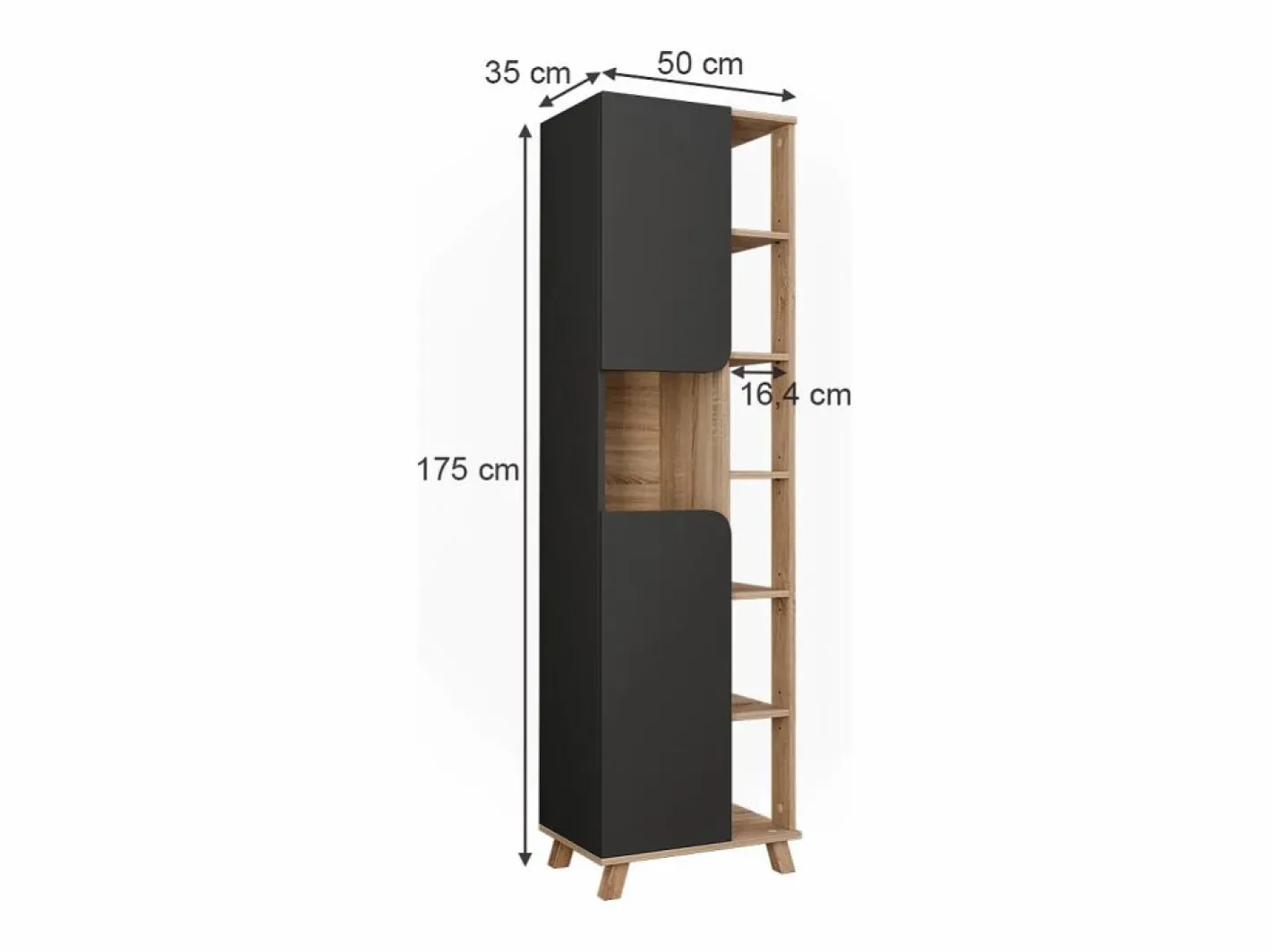 Vicco Armario alto sonoma/antracita 50x35x175 karen Gris Online