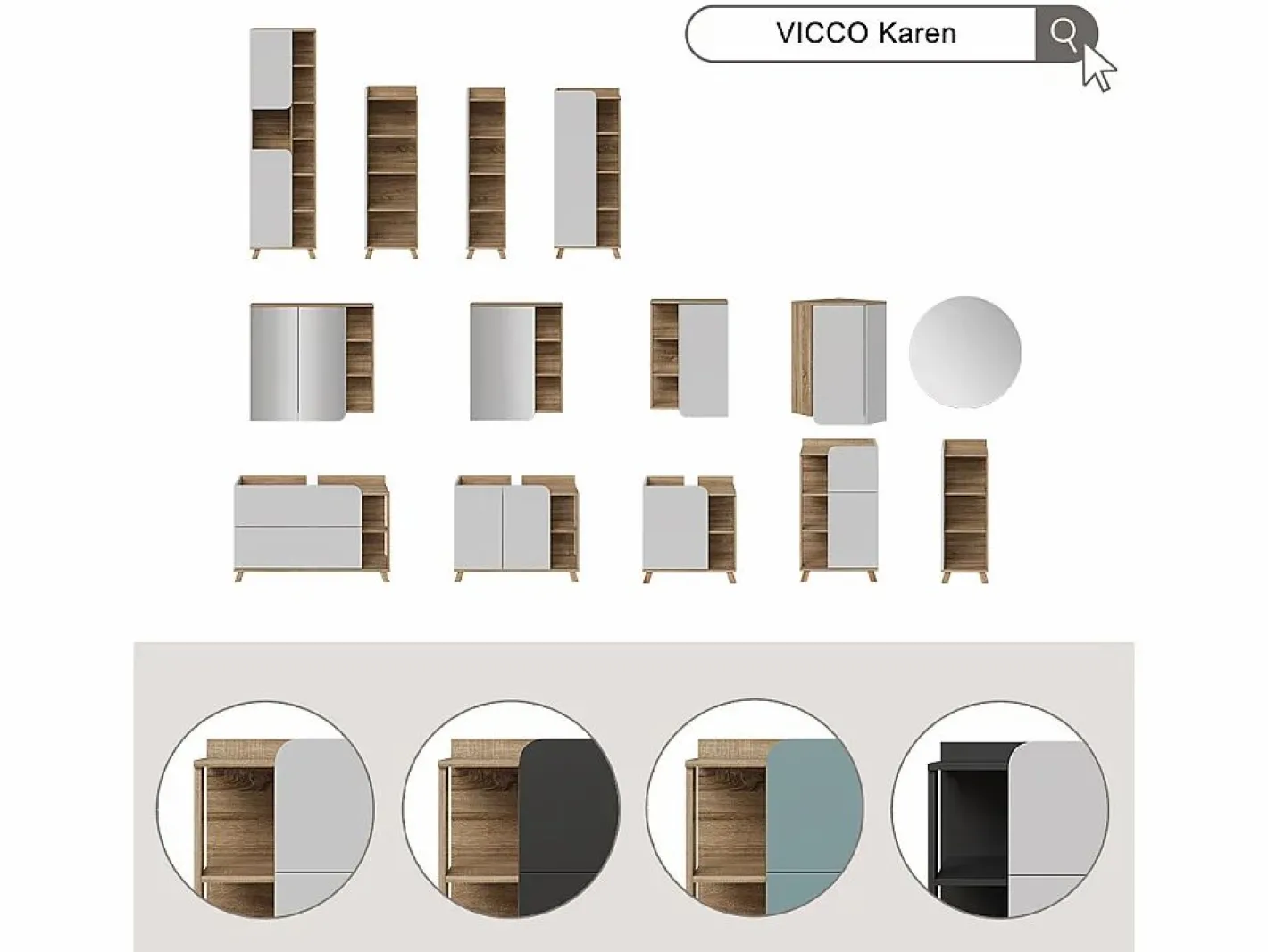 Vicco Armario alto sonoma/antracita 50x35x175 karen Gris Online