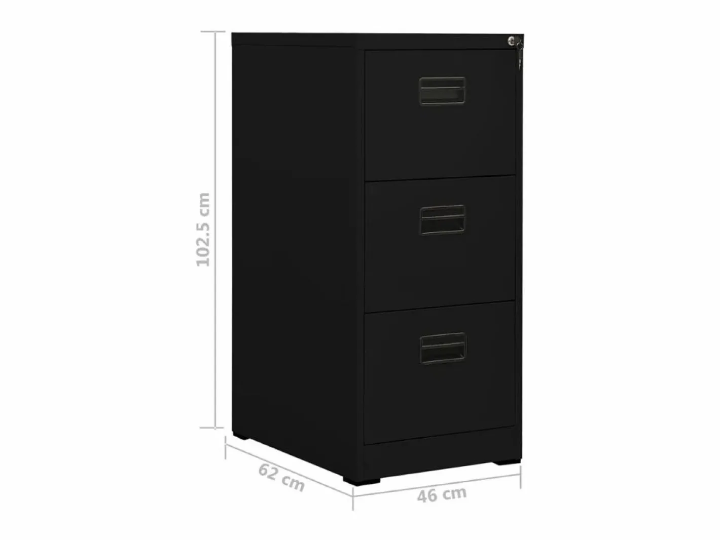 vidaxl Cajonera De Escritorio|Armario archivador de acero 46x62x102,5 cm