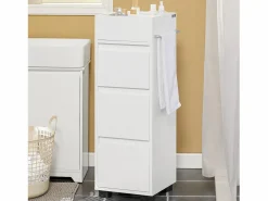 Sobuy Armario Auxiliar Baño Blanco con 3 cajones 30 x 30 x 90 cm Blanco BZR29-W ES Color natural claro Sale