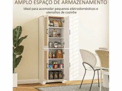 Homcom Armario auxiliar Boho 4 puertas 6 estantes ajustables /natural 170x60x30 cm Blanco Best