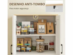 Homcom Armario auxiliar Boho 4 puertas 6 estantes ajustables /natural 170x60x30 cm Blanco Best