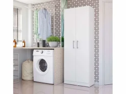 Armario Auxiliar Multiusos 2 Puertas Abatibles Mate 61x170 cm Blanco Hot