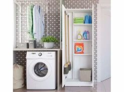 Armario Auxiliar Multiusos 2 Puertas Abatibles Mate 61x170 cm Blanco Hot