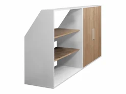 Vente-unique Armario Para Buhardilla|Mueble De Almacenaje|Armario bajo techo 2 puertas y 2 estantes blanco y natural - ADEZIO
