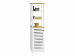 Armario Baño Alta Mueble Columna de baño Armario para baño con 5 Estantes Estanterías de baño Medidas: 40x30x160cm BZR43-W ES^Sobuy Discount
