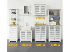 Armario Baño Alta Mueble Columna de baño Armario para baño con 5 Estantes Estanterías de baño Medidas: 40x30x160cm BZR43-W ES^Sobuy Discount