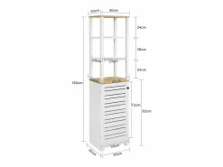 Armario Baño Alta Mueble Columna de baño Armario para baño con 5 Estantes Estanterías de baño Medidas: 40x30x160cm BZR43-W ES^Sobuy Discount