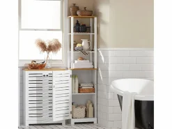 Armario Baño Alta Mueble Columna de baño Armario para baño con 5 Estantes Estanterías de baño Medidas: 40x30x160cm BZR43-W ES^Sobuy Discount