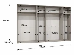 Abiks Möbel Armario Bari 1 con puertas batientes 202/300/52 6 puertas (cachemira) Gris Clearance