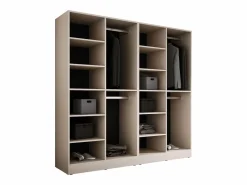 Armario Abierto, Vestidor|Armario: Arena / Vidrio Ranurado, 200 x 200 x 51 cm