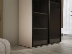 Armario Abierto, Vestidor|Armario: Beige Arena / Vidrio Antisol, 100 x 200 x 51 cm