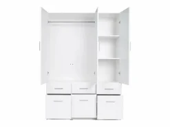 Vente-unique Armario BELOMY de 3 puertas y 6 cajones, 136 cm de ancho, en color Blanco Hot