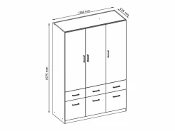 Armario BELOMY de 3 puertas y 6 cajones, 136 cm de ancho, en color con contrahuella^Vente-unique Outlet