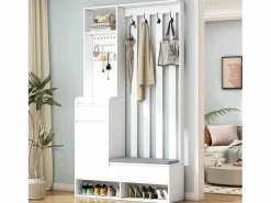 Hauss Spole Armario con 3 cajones, 1 puerta, 4 ganchos y tablero perforado, 100 x 35 x 180 cm Blanco Hot