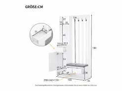 Hauss Spole Armario con 3 cajones, 1 puerta, 4 ganchos y tablero perforado, 100 x 35 x 180 cm Blanco Hot