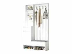 Hauss Spole Armario con 3 cajones, 1 puerta, 4 ganchos y tablero perforado, 100 x 35 x 180 cm Blanco Hot