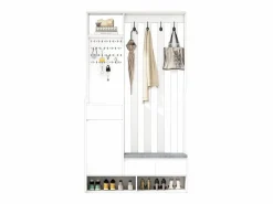 Hauss Spole Armario con 3 cajones, 1 puerta, 4 ganchos y tablero perforado, 100 x 35 x 180 cm Blanco Hot
