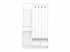Hauss Spole Armario con 3 cajones, 1 puerta, 4 ganchos y tablero perforado, 100 x 35 x 180 cm Blanco Hot