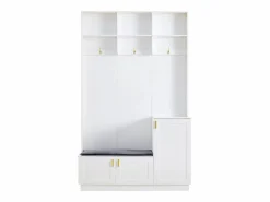 Armario con 3 puertas, 3 ganchos y almacenaje abierto, 120x40x200 cm^Hauss Spole Best