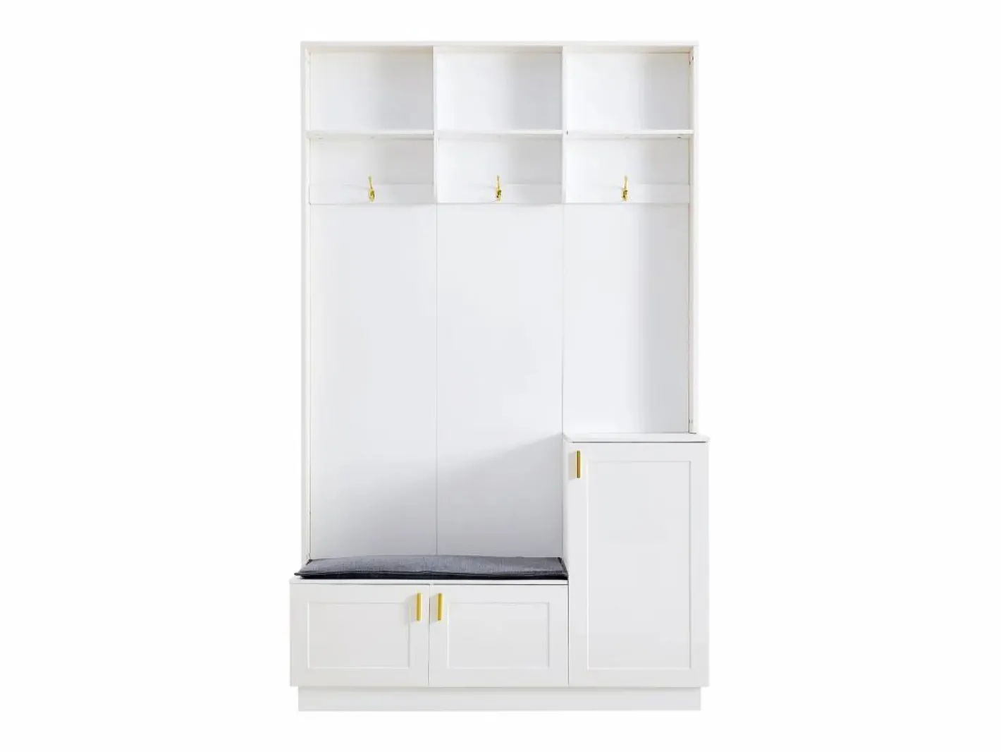 Armario con 3 puertas, 3 ganchos y almacenaje abierto, 120x40x200 cm^Hauss Spole Best