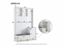 Armario con 3 puertas, 3 ganchos y almacenaje abierto, 120x40x200 cm^Hauss Spole Best