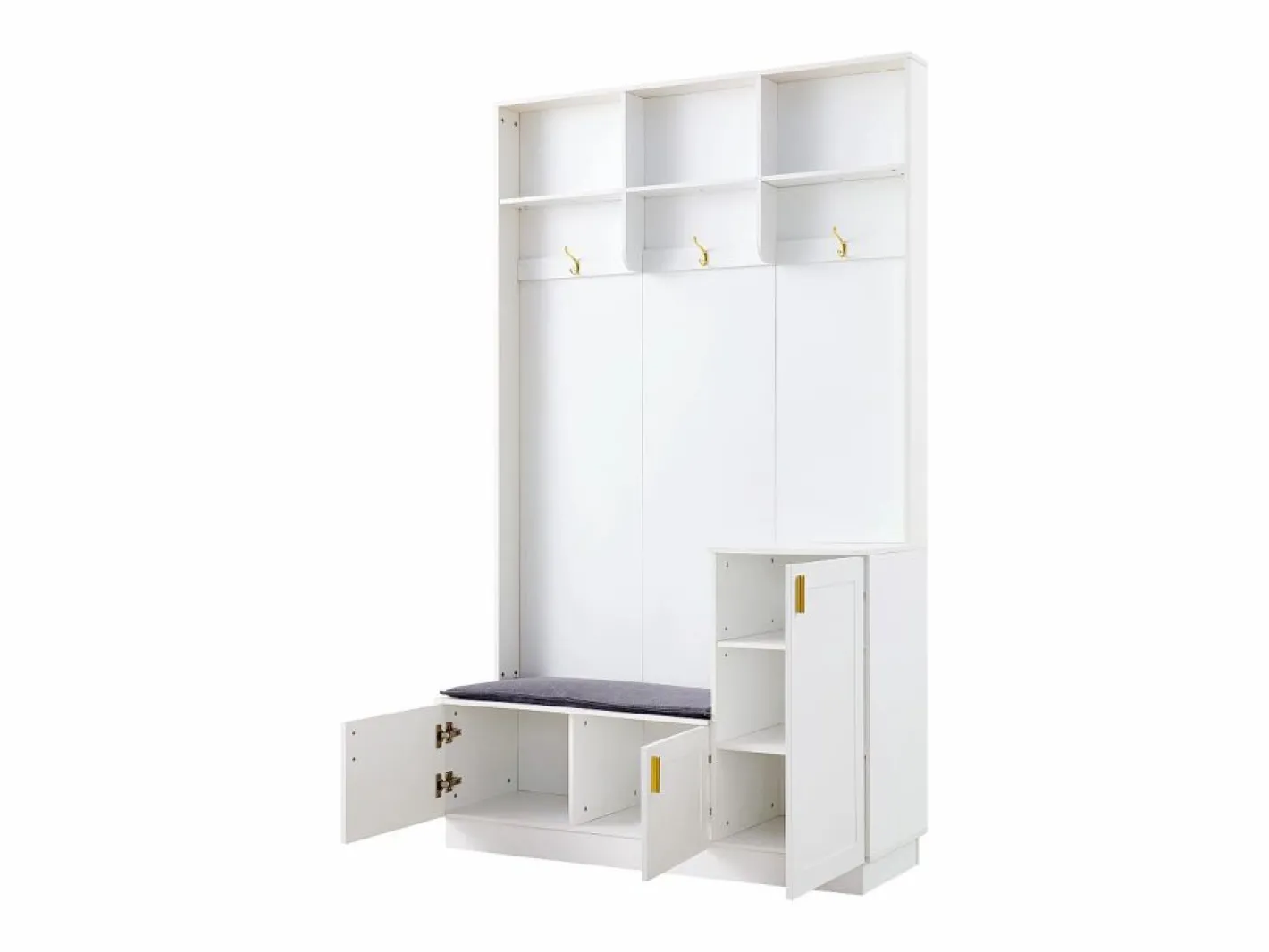 Armario con 3 puertas, 3 ganchos y almacenaje abierto, 120x40x200 cm^Hauss Spole Best