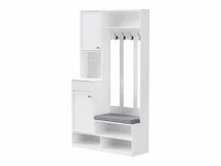Hauss Spole Armario con 2 puertas, 1 cajón, 4 ganchos y 1 banco, 100x30x180cm Blanco