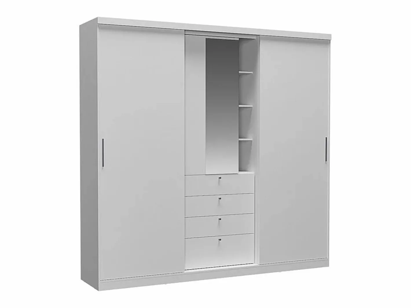 Armario BODIL puertas correderas espejo cajones - L.240cm -^Vente-unique Discount