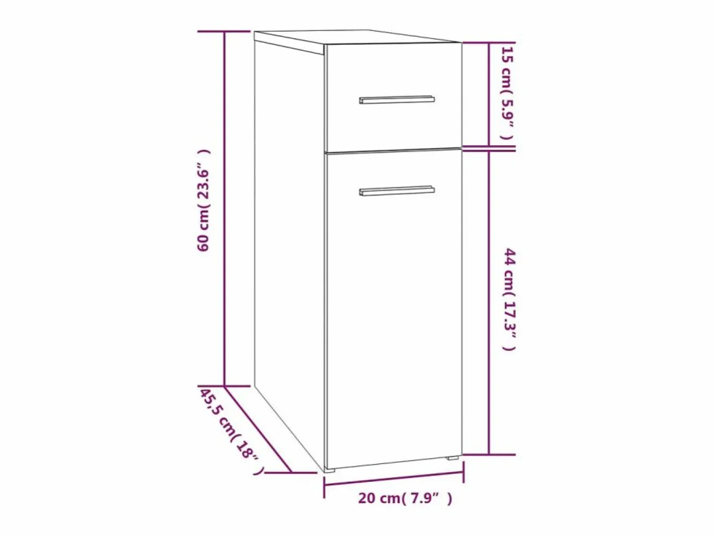 vidaxl Cajonera De Escritorio|Armario botiquín madera contrachapada Sonoma 20x45,5x60cm