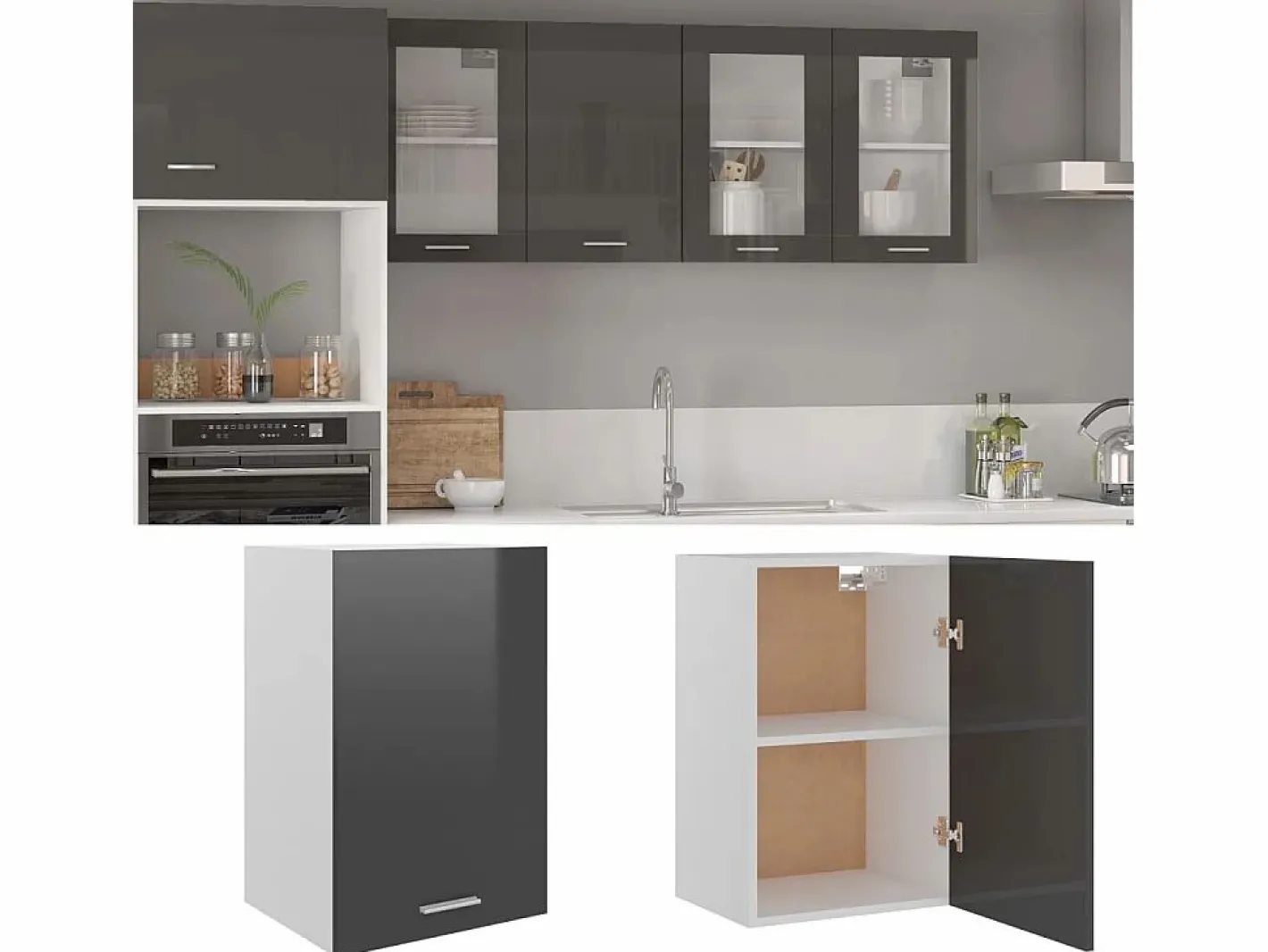 vidaxl Cocina Completa|Armario colgante cocina “Lyon” contrachapada brillo
