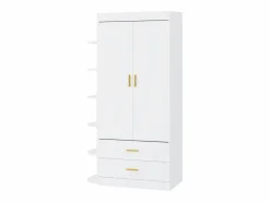 Vente-unique Armario con 2 puertas 2 cajones y 6 estantes An100 cm blanco y dorado - GRIMORI Blanco / Dorado Best