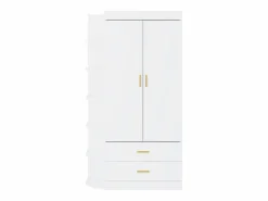 Vente-unique Armario con 2 puertas 2 cajones y 6 estantes An100 cm blanco y dorado - GRIMORI Blanco / Dorado Best