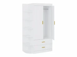 Vente-unique Armario con 2 puertas 2 cajones y 6 estantes An100 cm blanco y dorado - GRIMORI Blanco / Dorado Best