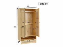 ModernLuxe Armario con barra - 2 puertas de malla de ratán y 1 compartimento con solapa - Natural Color natural claro Clearance