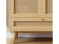 ModernLuxe Armario con barra - 2 puertas de malla de ratán y 1 compartimento con solapa - Natural Color natural claro Clearance