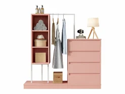 Merax Armario con cajones - 140 x 40 x 135 cm - conjunto de armario con 4 cajones - aglomerado - Rosa Online