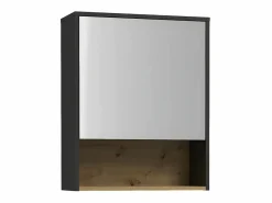 Vente-unique Mueble De Pared Para Baño|Mueble De Aseo|Armario con espejo - 60 cm - estantes de pared - Antracita - YANGRA