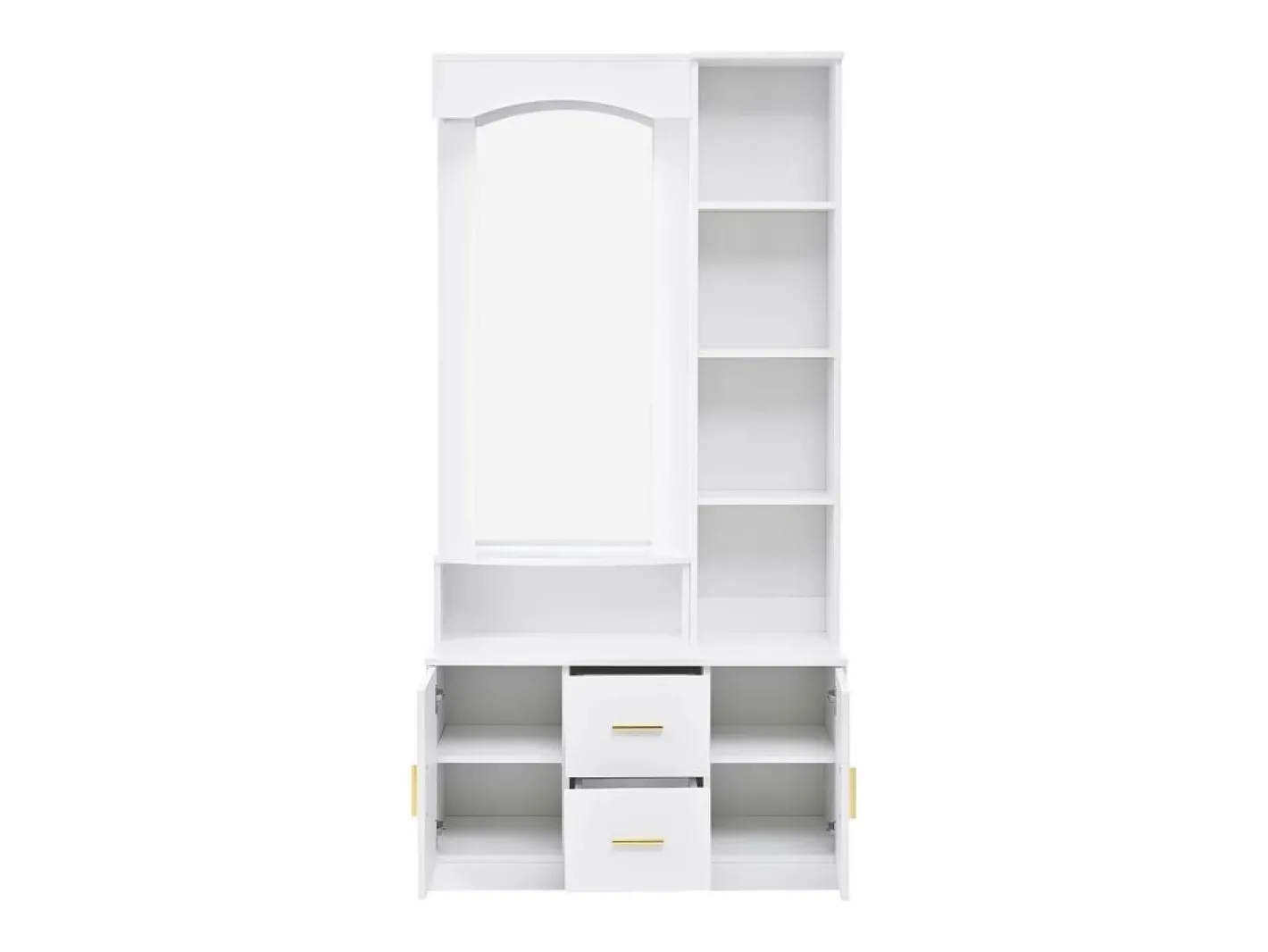 Armario con espejo, 2 cajones y 2 puertas - 90 x 40 x 180 cm^Hauss Spole Sale