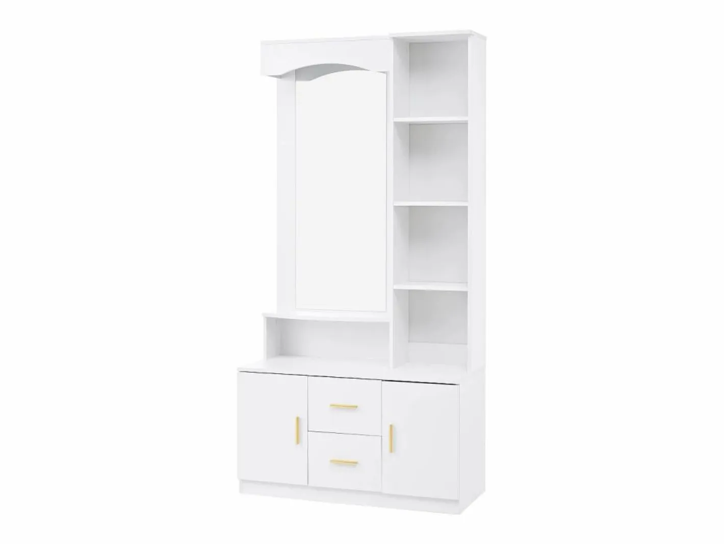 Armario con espejo, 2 cajones y 2 puertas - 90 x 40 x 180 cm^Hauss Spole Sale