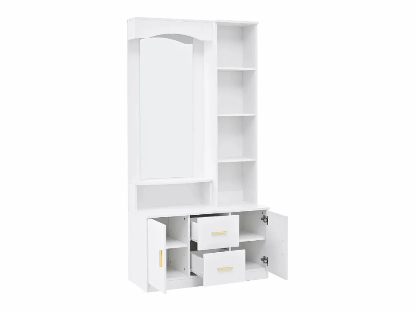 Armario con espejo, 2 cajones y 2 puertas - 90 x 40 x 180 cm^Hauss Spole Sale