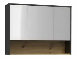 Vente-unique Mueble De Pared Para Baño|Mueble De Aseo|Armario con espejo de pared - 100 cm - cuarto de baño - Antracita - YANGRA