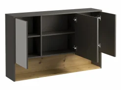 Vente-unique Mueble De Pared Para Baño|Mueble De Aseo|Armario con espejo de pared - 100 cm - cuarto de baño - Antracita - YANGRA