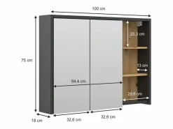 Vicco Armario con espejo para baño roble artesanal 100x18x75 viola Color natural claro Discount